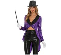 Eandarui Circus Ringmaster Costume Women Circus Costume | Circus Trainer Costume with Hat Magic Wand Gloves,Top Hat Magic Wand Set,Contrast Lapel Tailcoat,Lion Tamer Director Uniform