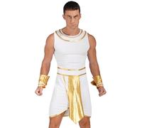 Eandarui Egyptian Pharaoh Outfit Men Adult Halloween Masquerade Party Egypt Costume White 3XL
