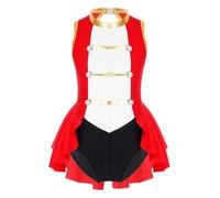 Eandarui Kids Girls Circus Dress Up Sleeveless Back Hollow Out Vintage Buttons Adorned Cosplay Jumpsuit Red 5-6 Years