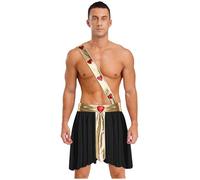 Eandarui Mens Cupid Toga Costume Ancient Greek Roman Skirts Outfits with Pair Cuffs for Halloween Cosplay Black M