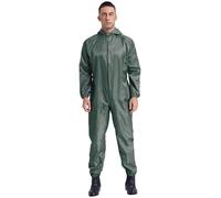 Eandarui Men's Long Sleeves Front Zipper Nylon Work Coveralls Jumpsuits Mechanics Body Suits Gray L
