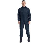 Eandarui Men's Long Sleeves Front Zipper Nylon Work Coveralls Jumpsuits Mechanics Body Suits Navy Blue L