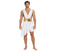 Eandarui Mr Toga Costume Ancient Greek Roman Dress Up for Men | Sleeveless,Skirted Leotard Romper,Stage Performance Costumes,Short Length Toga Tunic,Mythology Themed Cosplay Outfit