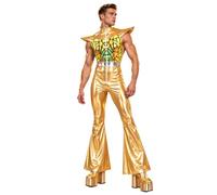 Eandarui Space Cadet Cosplay Outfits for Men Hippie Clothes | Sparkle Flare Jumpsuit,Cosplay,Zipper Front,Shiny Metallic,Wide Leg Bodysuit,Turtleneck,Western Cowboy Jumpsuit