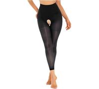 Eandarui Womens 30 Denier Thigh High Silky Sheer Hollow Out Tights Footless Tights Leggings Stockings Type A Black One Size