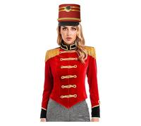 Eandarui Womens Circus Ringmaster Costume Drummer Costume Christmas Tassel Tailcoat Victorian Velvet Jacket With Hat Red A S