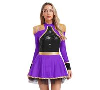 Eandarui Womens Circus Ringmaster Costumes Ring Master Sequins Lion Tamer Halloween Costumes Showman Dress Purple S