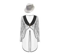 Eandarui Women's Circus Ringmaster Jacket Shiny Sparkling Sequin Showman Tailcoat Costume Silver L
