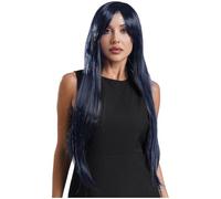 Eandarui Women's Colorful Long Straight Wigs With Bangs Synthetic Hair Wigs For Comic Con Cosplay Navy Blue One Size