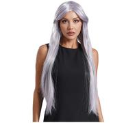 Eandarui Women's Colorful Long Straight Wigs With Bangs Synthetic Hair Wigs For Comic Con Cosplay White One Size