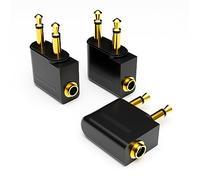 Eanetf Airplane Headphone Adapter, Gold Plated Dual 3.5mm Male to 3.5mm Female Airplane Headphone Adapter for Audio Jack to Plug Air Plane Flight Connector Dual Socket Earphone - 3pack