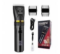 Eanmoda V2 Dog Clipper Original Black Electric Pet Grooming Kit with Five Blade Settings for Face Paws Body and Coat Trimming