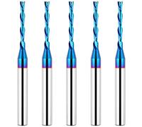 EANOSIC 5PCS Downcut Spiral Router Bit 1/4 inch Shank, 1/8 inch Cutting Diameter, Extra Long 3 inch Solid Carbide with Nano Blue Coating CNC Router Bits End Mill for Wood Cut, Carving