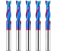 EANOSIC 5PCS Upcut Spiral Router Bits 1/4" Shank, 1/4" Cutting Diameter Solid Carbide with NACO Nano Blue Coating CNC Router Bits End Mill for Wood Cut, Carving, Edge Trimming