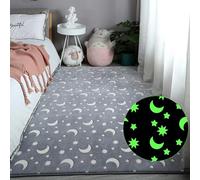 Eanpet Glow in The Dark Floor Mats Luminous 5’ x 7’ Area Rug Soft Decorative Play Mat for Kids Crawling Mat Non-Slip Living Room Rug Carpets Pet Mat for Bedroom Home Decor,Grey Moon