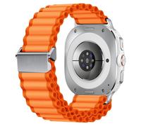 EANWireless for Galaxy Watch 7 Ultra Band 47mm,Off-road Nylon Fabric Strap with Silver Metal Buckle Replacement Accessory Compatible for Samsung Galaxy Watch Ultra Trail Band, Orange