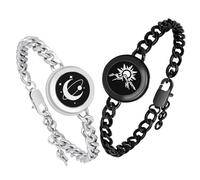 EAOYAO Long Distance Touch Bracelets,Vibration & Light up Remote Smart Matching Couples Bracelet for Couple Long Distance Relationship Girlfriend Boyfriend Xmas Valentine's Day Gifts Jewelry Set