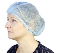 EAP Pleated Mob Caps - 200 x Blue Lightweight Double Elasticated Spun Bonded Polypropylene Hair Nets