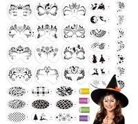 EAPIKON 36 Pcs Face Paint Stencils Kit, Reusable Face Painting Stencils with 4 Finger Sponge Daubers, Body Tattoo Painting Templates for Kids Holiday Party Halloween Makeup Festival DIY Art