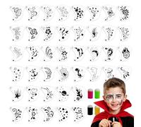 EAPIKON 42 Pcs Face Paint Stencils Kit, Reusable Eyes Painting Stencils with 4 Finger Sponge Daubers, Body Tattoo Painting Templates for Kids Holiday Party Halloween Makeup Festival DIY Art
