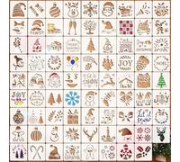 EAPIKON 80PCS Christmas Painting Stencils for Crafts Reusable, 3in Drawing Templates for Kids DIY Holiday Decorations, Plastic Stencil Set for Scrapbooking Wood Signs Walls Canvas Decor