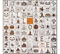 EAPIKON 80PCS Halloween Painting Stencils for Crafts Reusable, 3in Drawing Templates for Kids DIY Halloween Decorations, Plastic Stencil Set for Scrapbooking Wood Signs Walls Canvas Decor