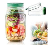 EAPMGQR Salad Pod Container, Reusable Salad Jar with Side Opening, Mason Jar Container for Lunch & Meal Prep