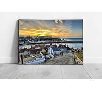 EAPoster 199 steps Whitby Church Stairs Harbor Town England Ready to Hang Wall Art Print print A2 Print Only (59x42cm)