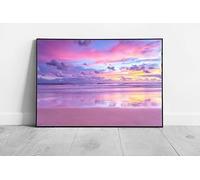 EAPoster Beautiful Beach Sunrise Cotton Candy Pink Purple Clouds Paradise Seascape Skyline Wall Art Print on Paper print A1 Print Only (84x59cm)