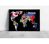 EAPoster Map of the world countries made from nation flags Ready to Hang Wall Art Print Framed Picture print A3 Print Only (42x30cm)