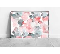 EAPoster Multicoloured Pastel Pink Grey Watercolour Polka Dot Abstract Spotted Pattern Wall Art Print on Paper Framed Picture print A2 Print Only (59x42cm)