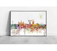 EAPoster Print on Paper Colourful Skyline landmarks GLASGOW Scotland Wall Art Print print A1 Print Only (84x59cm)