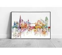 EAPoster Print on Paper Colourful Skyline landmarks LONDON England Wall Art Print Framed Picture print Black Frame A3 (42x30cm)