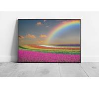 EAPoster Print on Paper Rainbow Field and Rainbow Skies Spring Ready to Hang Wall Art Print Framed Picture print A3 Print Only (42x30cm)