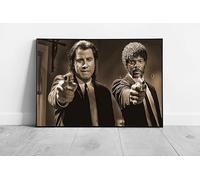EAPoster Sepia Pulp Fiction John Travolta Samuel Jackson guns Ready to Hang Wall Art Print Framed Picture print A2 Print Only (59x42cm)