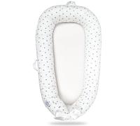 EAQ Baby Lounger Baby Nest for Co Sleeping Baby Bassinet Soft Breathable Perfect for Newborn Gift 100% Cotton Napping or Traveling for 0-12 Months (White-Grey)