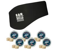 Ear Band-It Swimming Headband with Putty Buddies earplugs (6 Pair) Doctor Recommended Large (Ages 10-Adult) Black