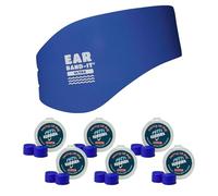 Ear Band-It Swimming Headband with Putty Buddies earplugs (6 Pair) Doctor Recommended Large (Ages 10-Adult) Blue