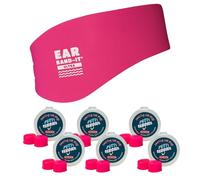 Ear Band-It Swimming Headband with Putty Buddies earplugs (6 Pair) Doctor Recommended Medium (Ages 4-9) Hot Pink