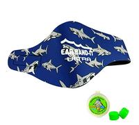 Ear Band It ULTRA Neoprene Head Band for Swimming - Medium Size (Age 4-9 Years) (Shark, with Green Putty Buddies)