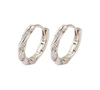 Ear Buckle Girl Korean Version Autumn and Winter Circle Zircon Earrings Silver Feather Earrings (GD2, One Size)