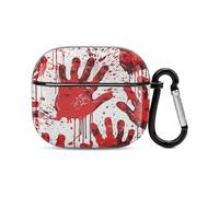 Ear Bud Case Bloody Handprints Square Earbud Case with Carabiner Clip Earphone Storage Bag for AirPod Case 3rd Generation Cover with Keychain Accessories