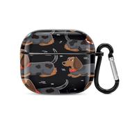 Ear Bud Case I Love My Dog Dachshunds Square Earbud Case with Carabiner Clip Earphone Storage Bag for AirPod Case 3rd Generation Cover with Keychain Accessories