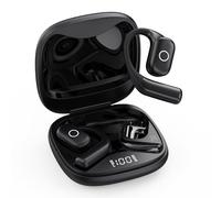 Ear Buds Open Ear Headphones Wireless Earbuds 80Hrs Playtime Bluetooth Ear Buds with Earhooks Bluetooth 5.4 Touch Control Air Conduction Sport Headsets IPX7 Waterproof Earphones for Running (A-Black)
