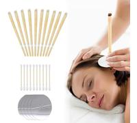 Ear Candles, 10 Pcs Natural Beeswax Ear Candles Kit, Beeswax Hopi Ear Candles for Blocked Ears with 5 Protective Disks+10 Cotton Swab