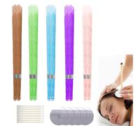 Ear Candles, 10 Pcs Natural Beeswax Ear Candles Kit, Beeswax Hopi Ear Candles for Blocked Ears with 5 Protective Disks+10 Cotton Swab (5 Colors)