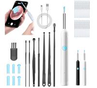 Ear Cleaner with Endoscope Camera, Ear Wax Removal Camera, Ear Cleaner, Professional Ears Cleaners Set with Cleanings Brush and Storage Box for Children and Adult (White)