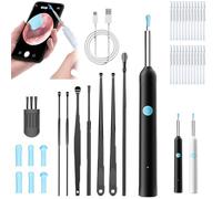Ear Cleaner with Endoscope Camera, Ear Wax Removal Camera, Ear Cleaner, Professional Ears Cleaners Set with Cleanings Brush and Storage Box for Children and Adult (Black)