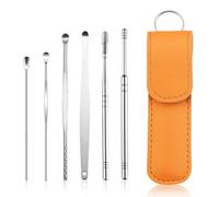 Ear Cleaning Tool,6 Pcs Ear Pick Earwax Removal Kit, New Earwax Cleaner Tool Set,Upgrade 6PCS Innovative Spring Cleaning Tool Set with a Storage Box Portable Kit (Orange)