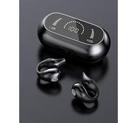 Ear-Clip Bone Conduction Headphones Bluetooth 5.3, Painless Wireless Open Ear Clip on Headphone,Waterproof Mini Sport Running Earring Earphone, Noise Cancelling HiFi Quality Long Battery Life (Black)